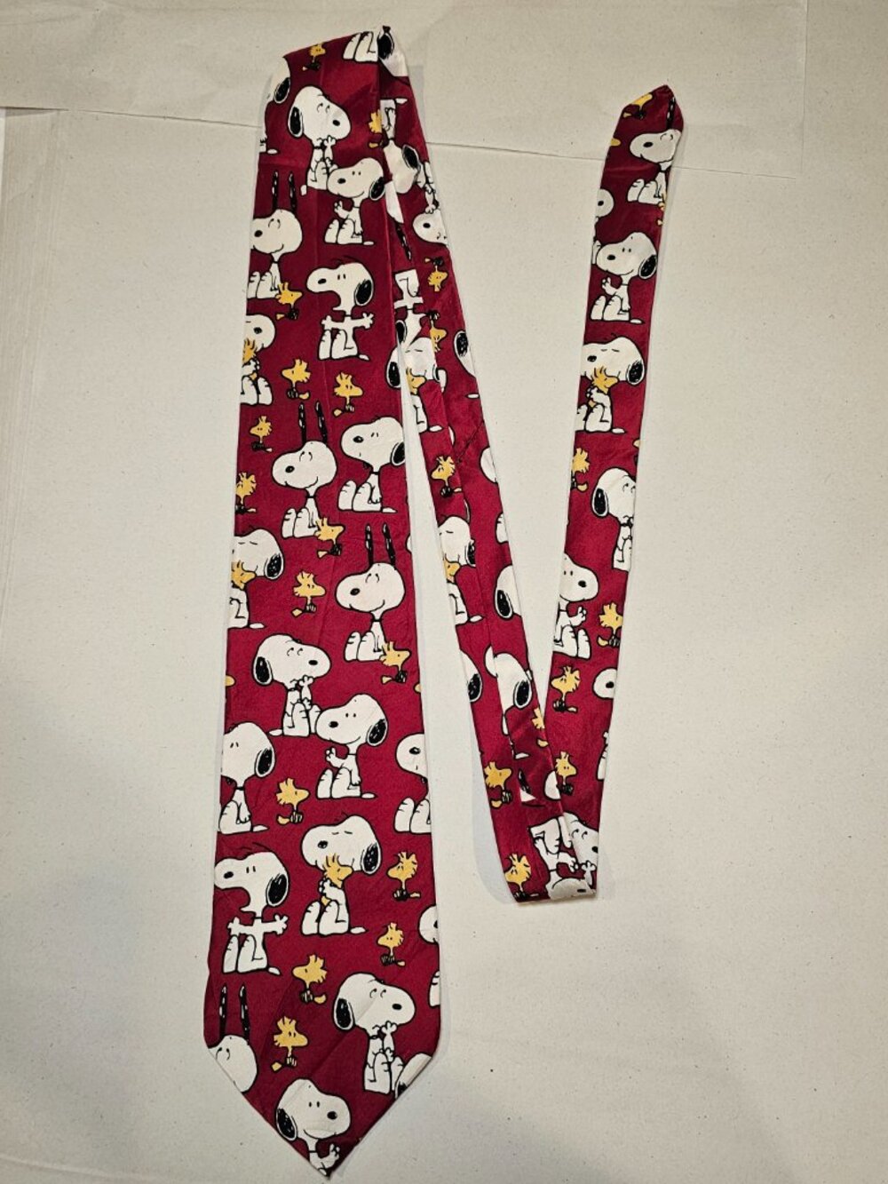 Peanuts Snoopy Woodstock Silk Tie Red Men's Novelty Cartoon 100% Silk Korea